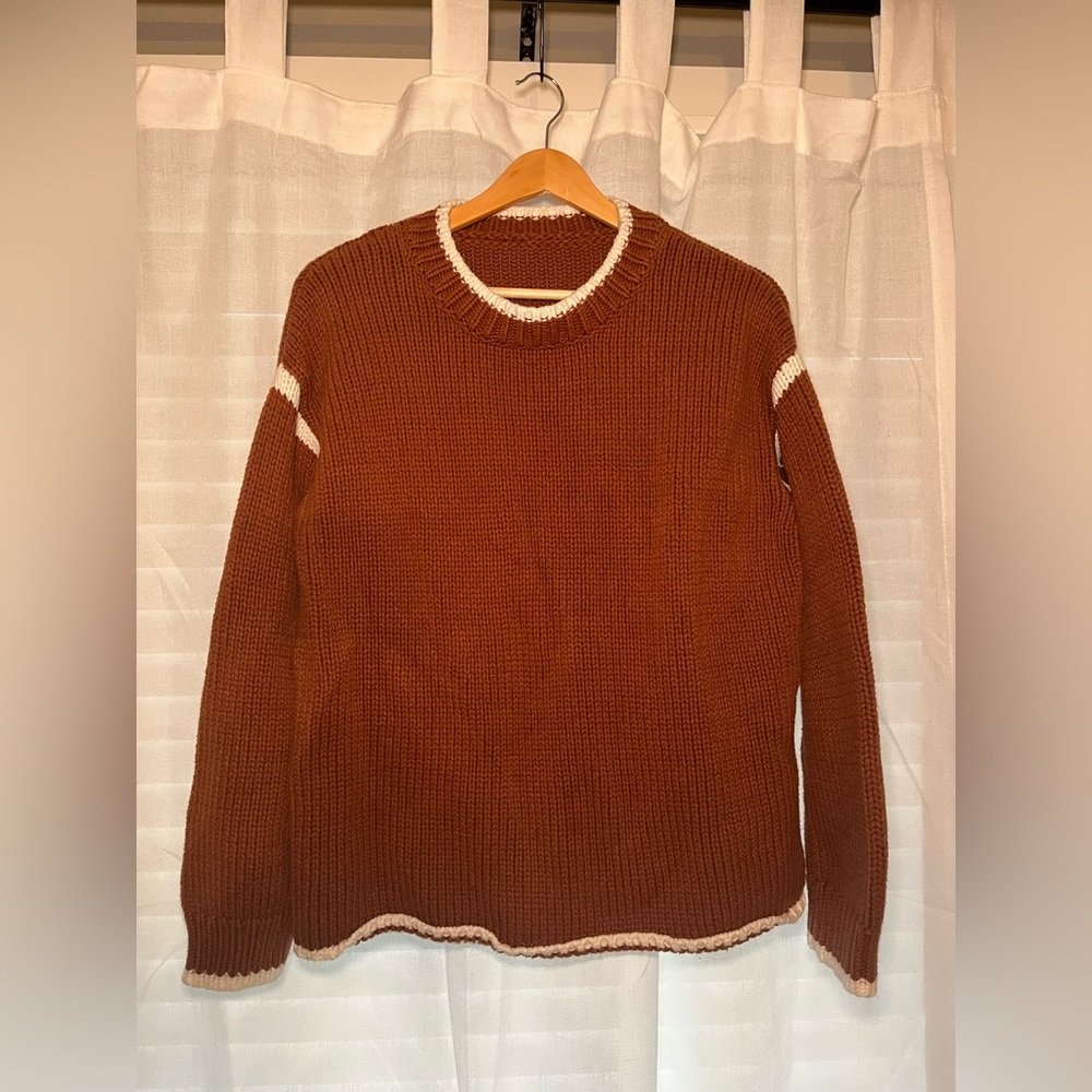Women’s Orange Sweater with Cream Accents